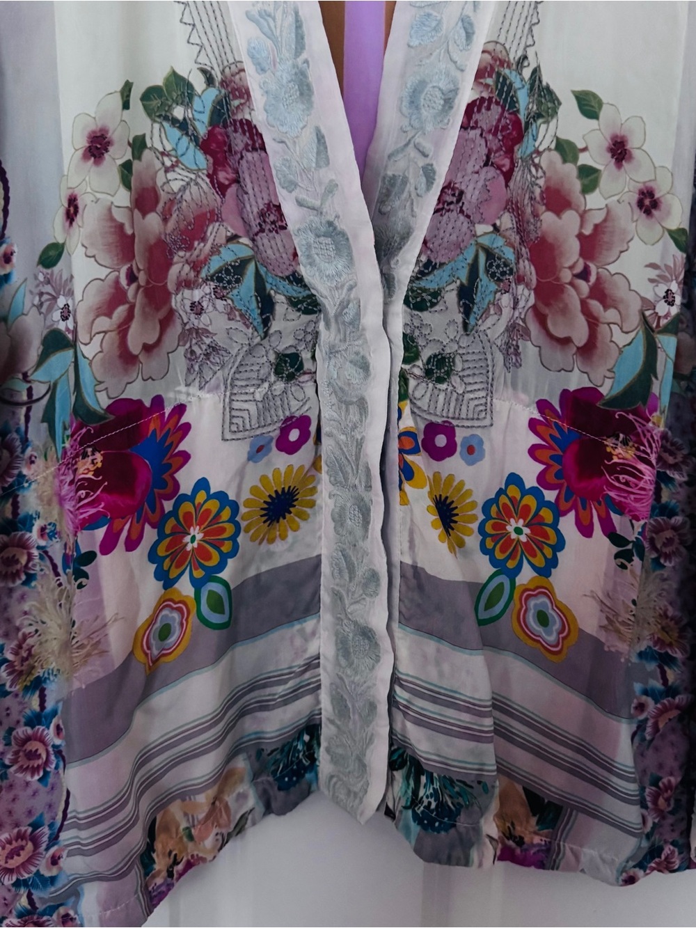 Johnny Was Multicolor Floral Kimono Jacket - Women - Picture 3 of 8